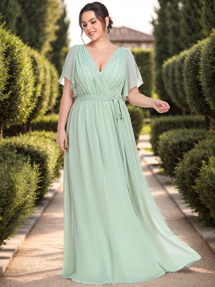 Stella | A-Line Fit V-Neck Flutter Sleeve Bridesmaid Dress