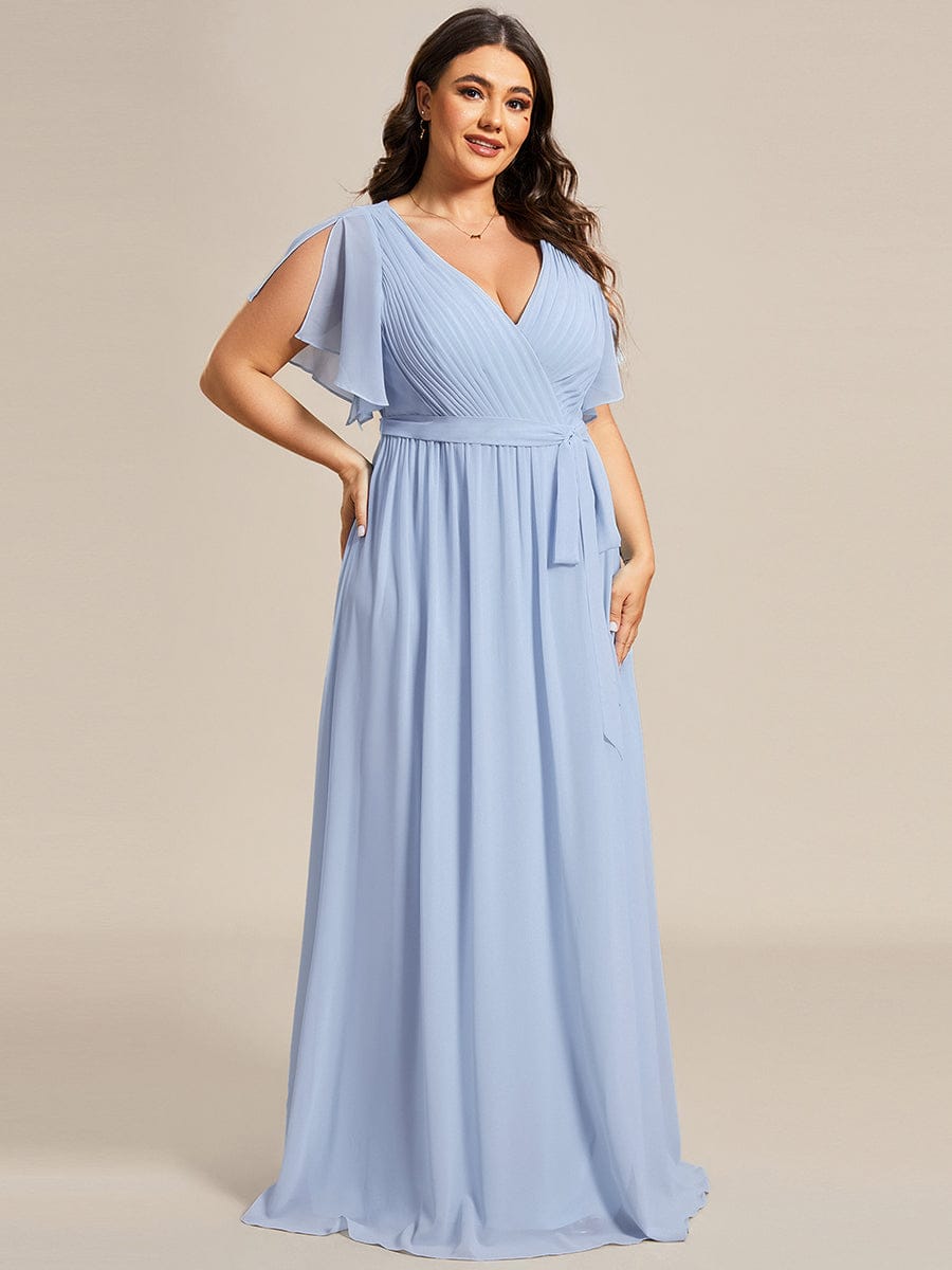 Stella | A-Line Fit V-Neck Flutter Sleeve Bridesmaid Dress