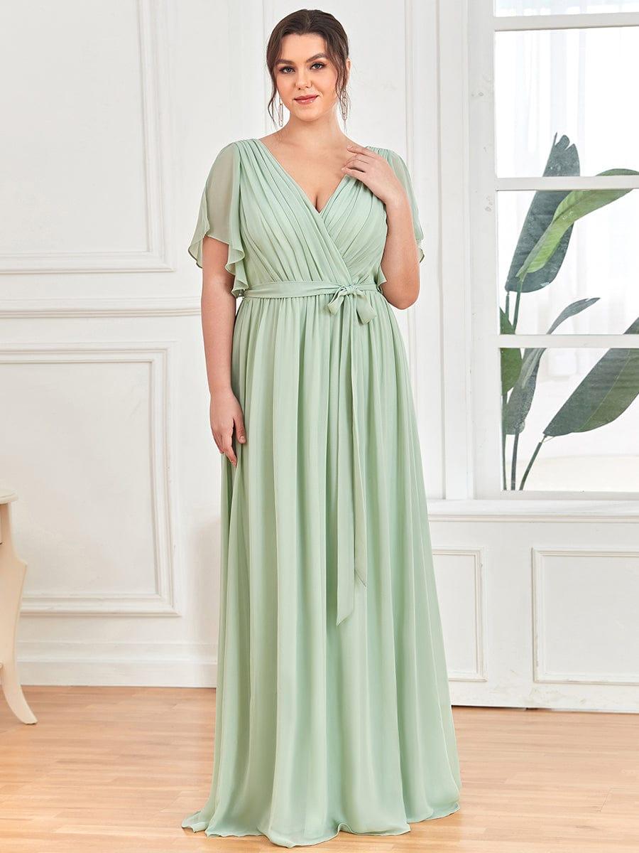 Stella | A-Line Fit V-Neck Flutter Sleeve Bridesmaid Dress