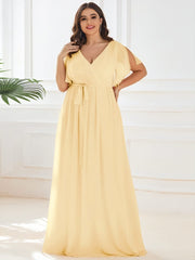 Stella | A-Line Fit V-Neck Flutter Sleeve Bridesmaid Dress