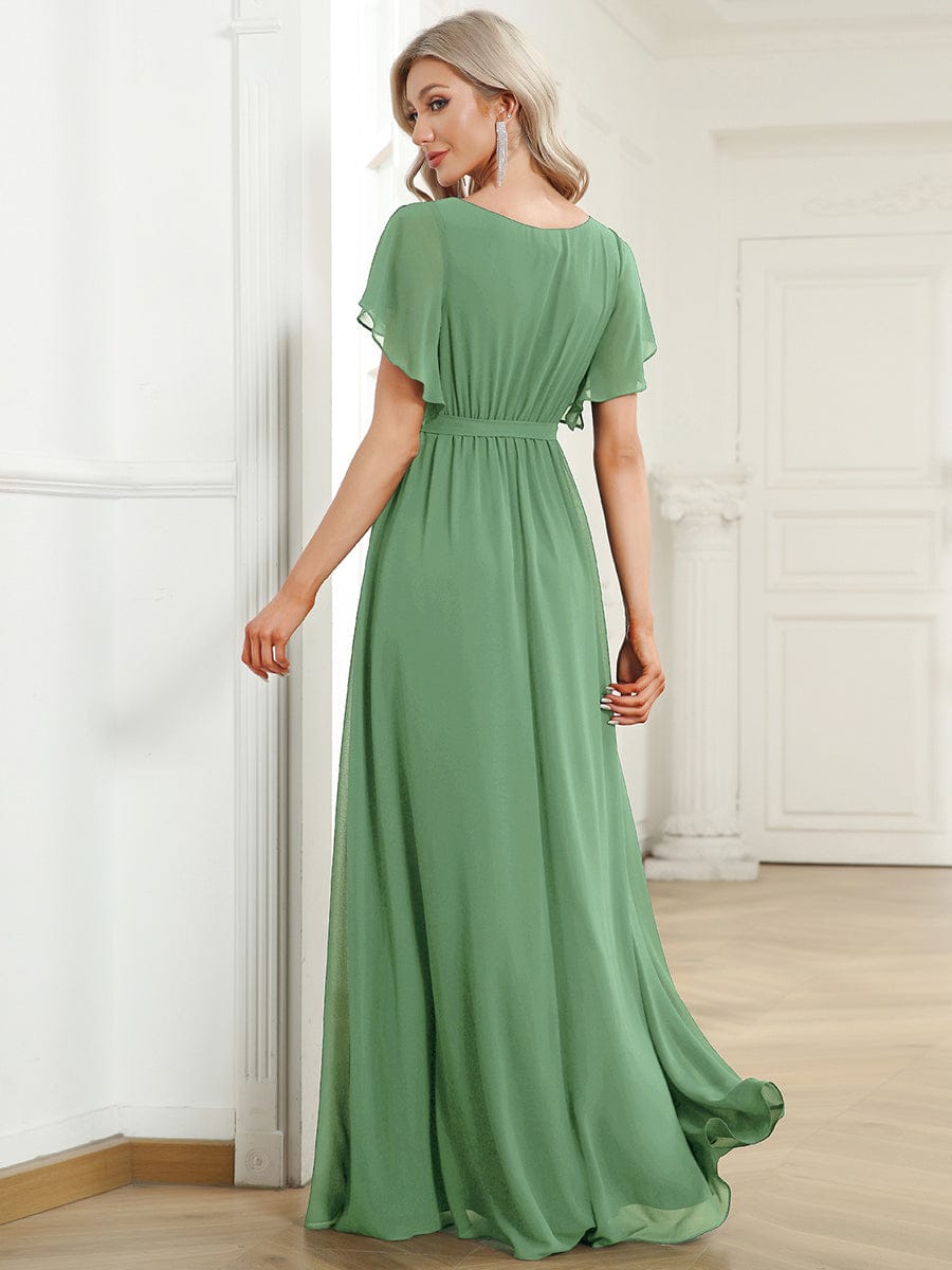 Stella | A-Line Fit V-Neck Flutter Sleeve Bridesmaid Dress