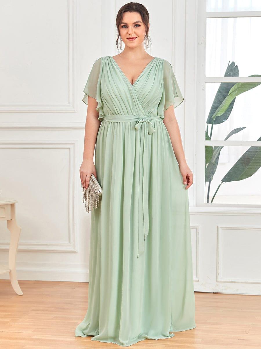 Stella | A-Line Fit V-Neck Flutter Sleeve Bridesmaid Dress