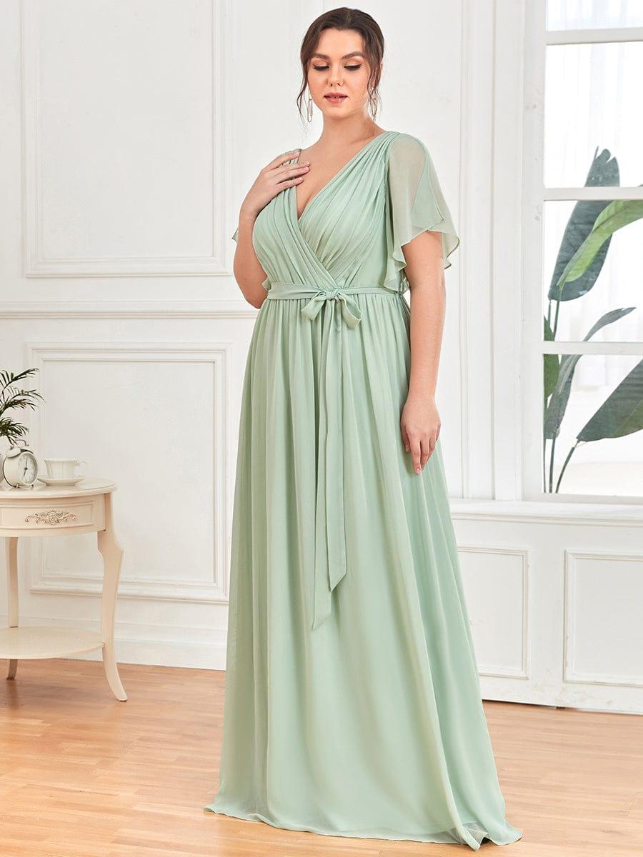 Stella | A-Line Fit V-Neck Flutter Sleeve Bridesmaid Dress