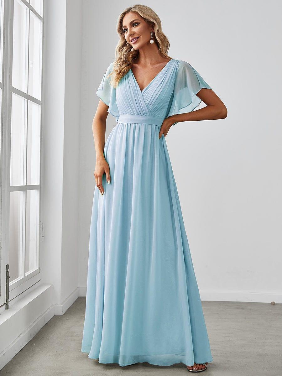 Stella | A-Line Fit V-Neck Flutter Sleeve Bridesmaid Dress