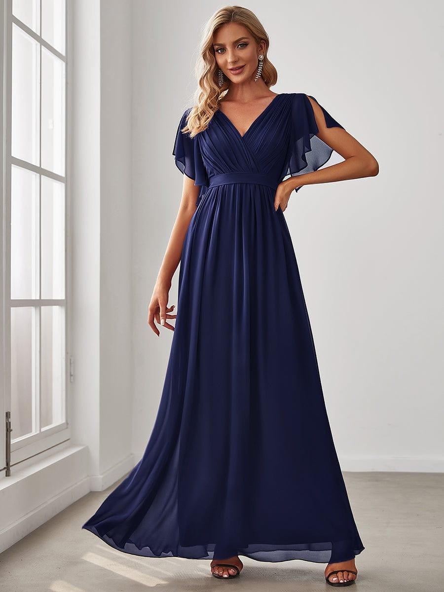 Stella | A-Line Fit V-Neck Flutter Sleeve Bridesmaid Dress