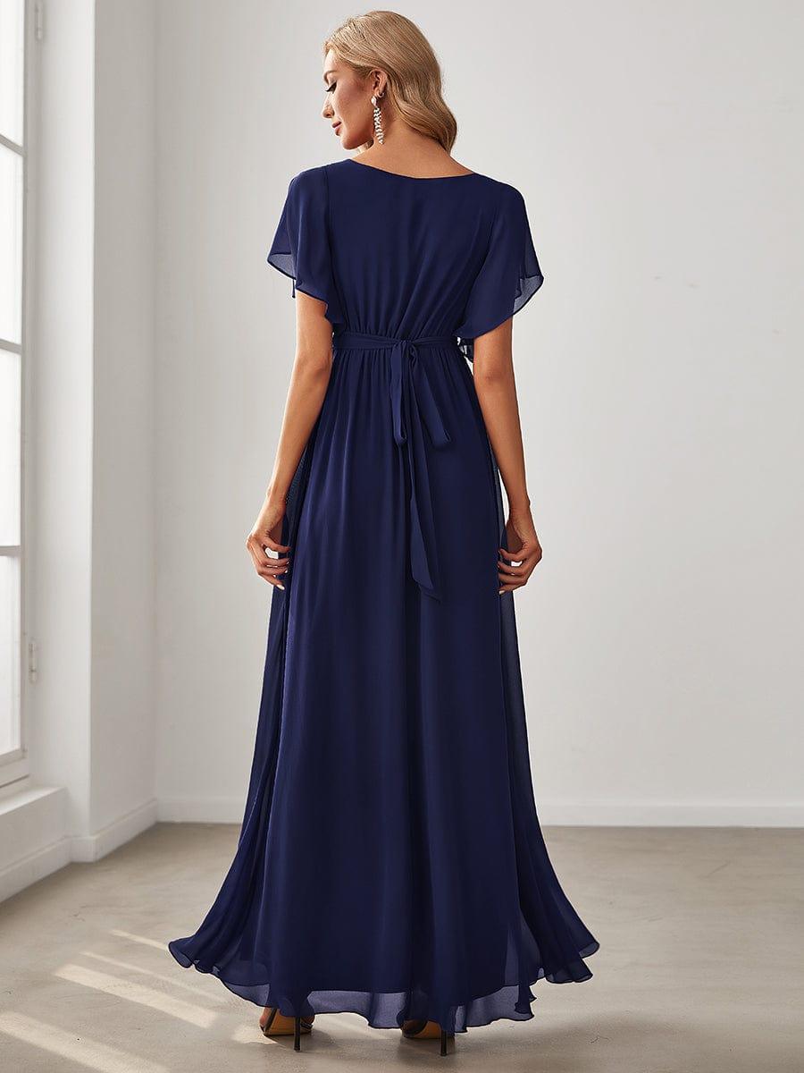 Stella | A-Line Fit V-Neck Flutter Sleeve Bridesmaid Dress