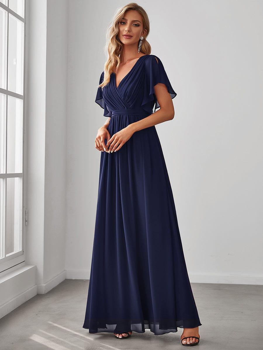 Stella | A-Line Fit V-Neck Flutter Sleeve Bridesmaid Dress