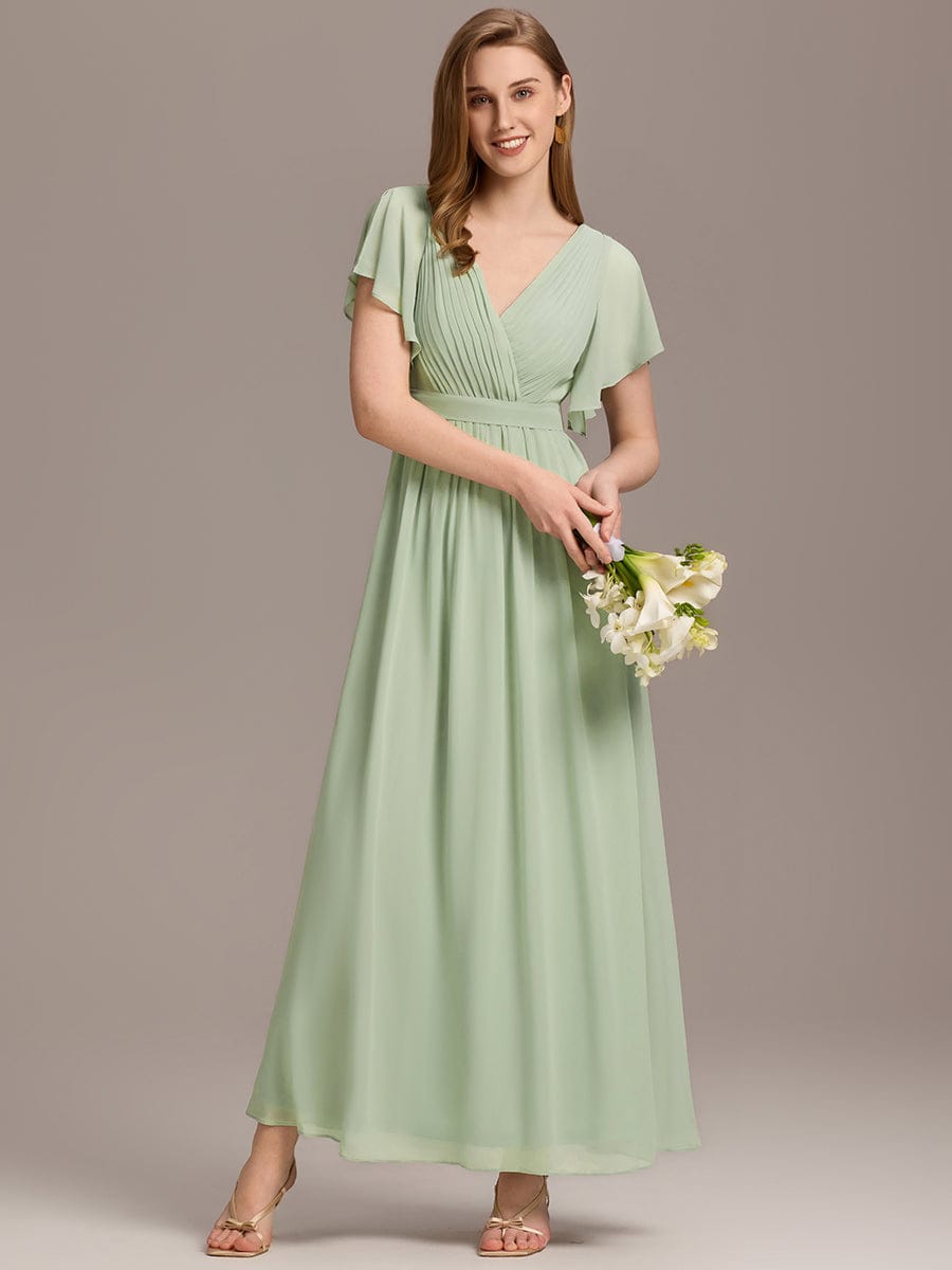Stella | A-Line Fit V-Neck Flutter Sleeve Bridesmaid Dress