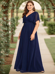 Stella | A-Line Fit V-Neck Flutter Sleeve Bridesmaid Dress