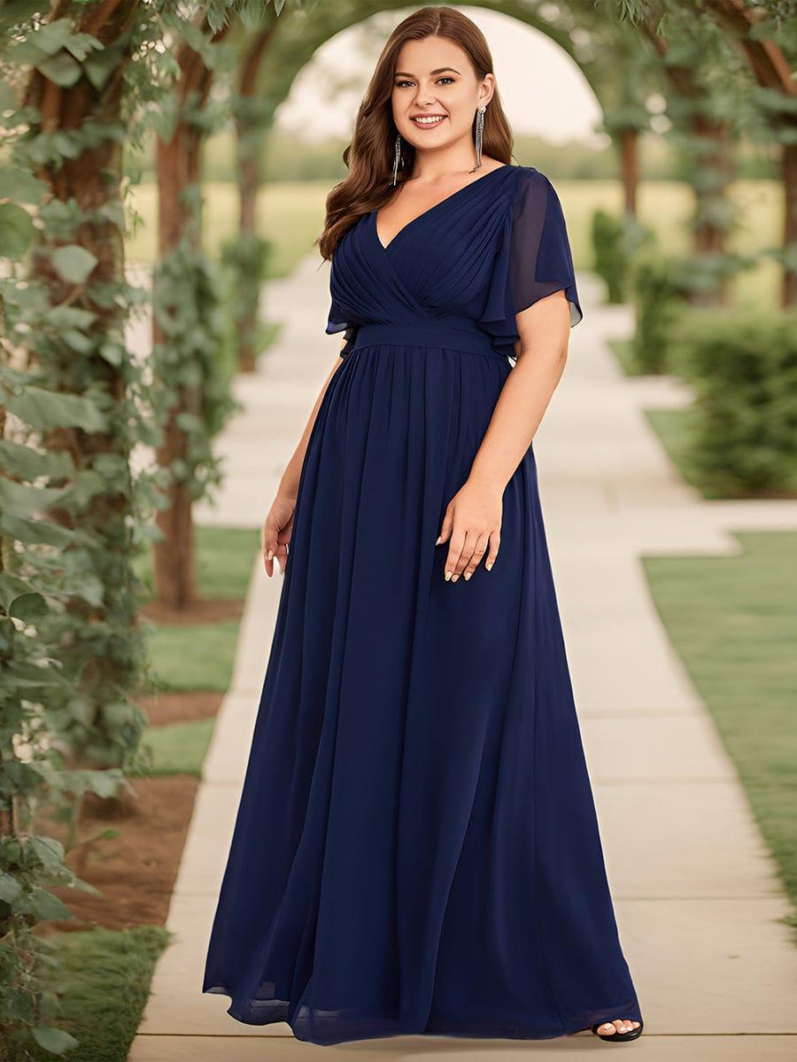 Stella | A-Line Fit V-Neck Flutter Sleeve Bridesmaid Dress