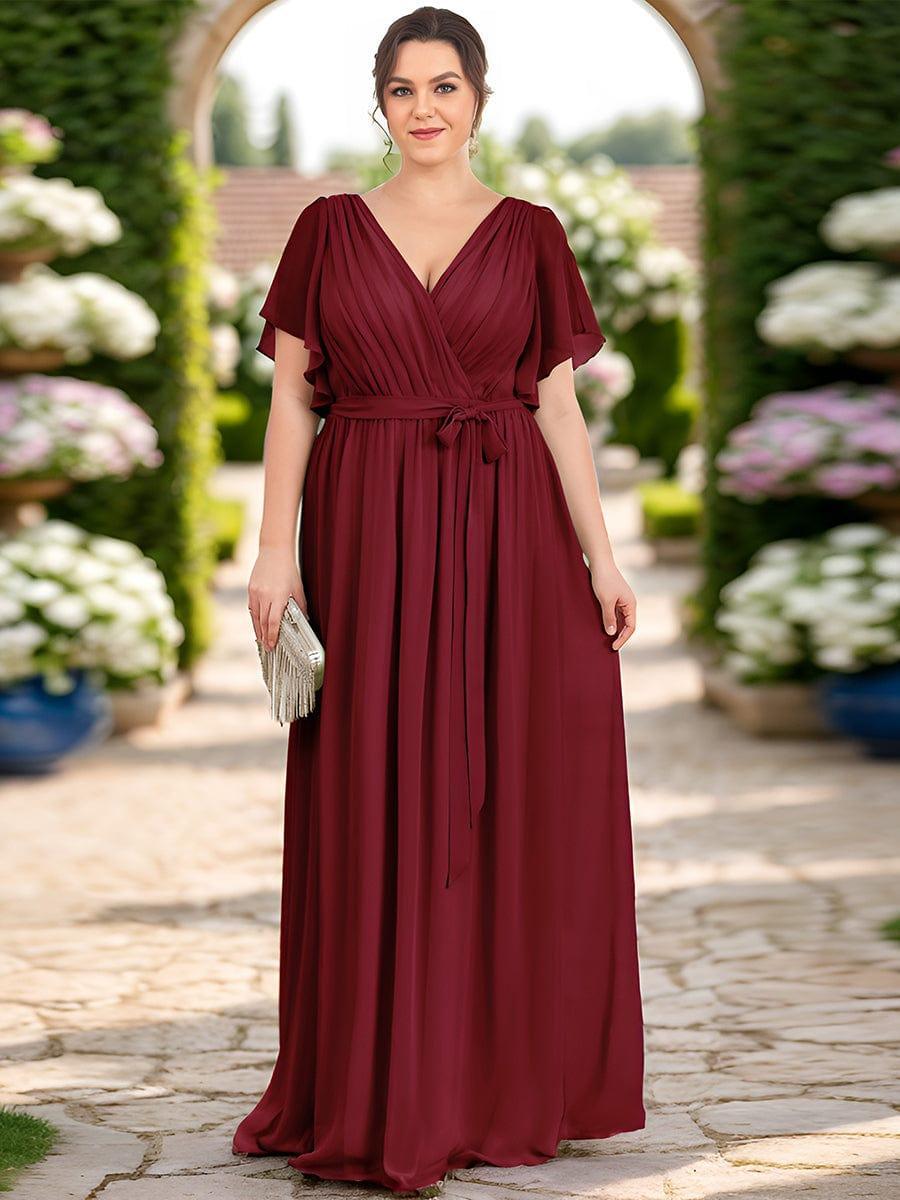 Stella | A-Line Fit V-Neck Flutter Sleeve Bridesmaid Dress