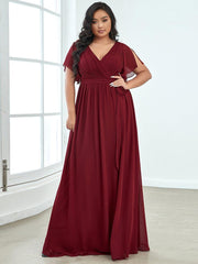 Stella | A-Line Fit V-Neck Flutter Sleeve Bridesmaid Dress