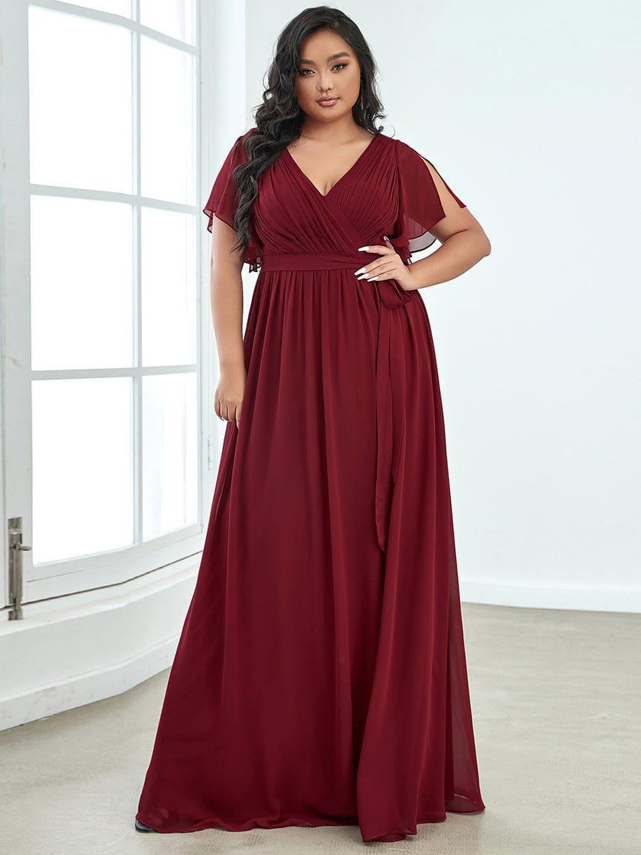Stella | A-Line Fit V-Neck Flutter Sleeve Bridesmaid Dress