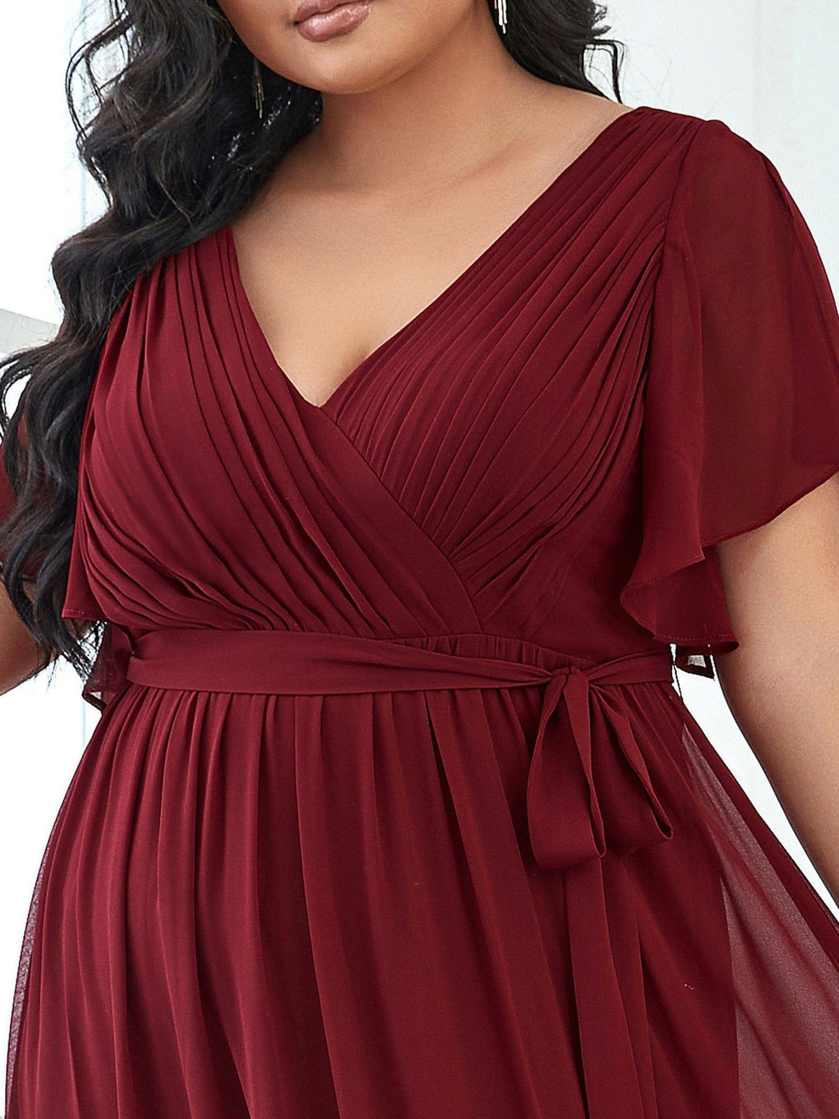 Stella | A-Line Fit V-Neck Flutter Sleeve Bridesmaid Dress