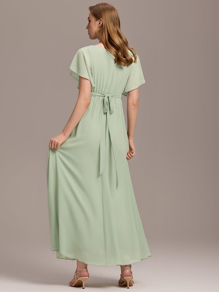 Stella | A-Line Fit V-Neck Flutter Sleeve Bridesmaid Dress