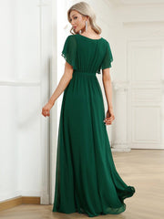 Stella | A-Line Fit V-Neck Flutter Sleeve Bridesmaid Dress