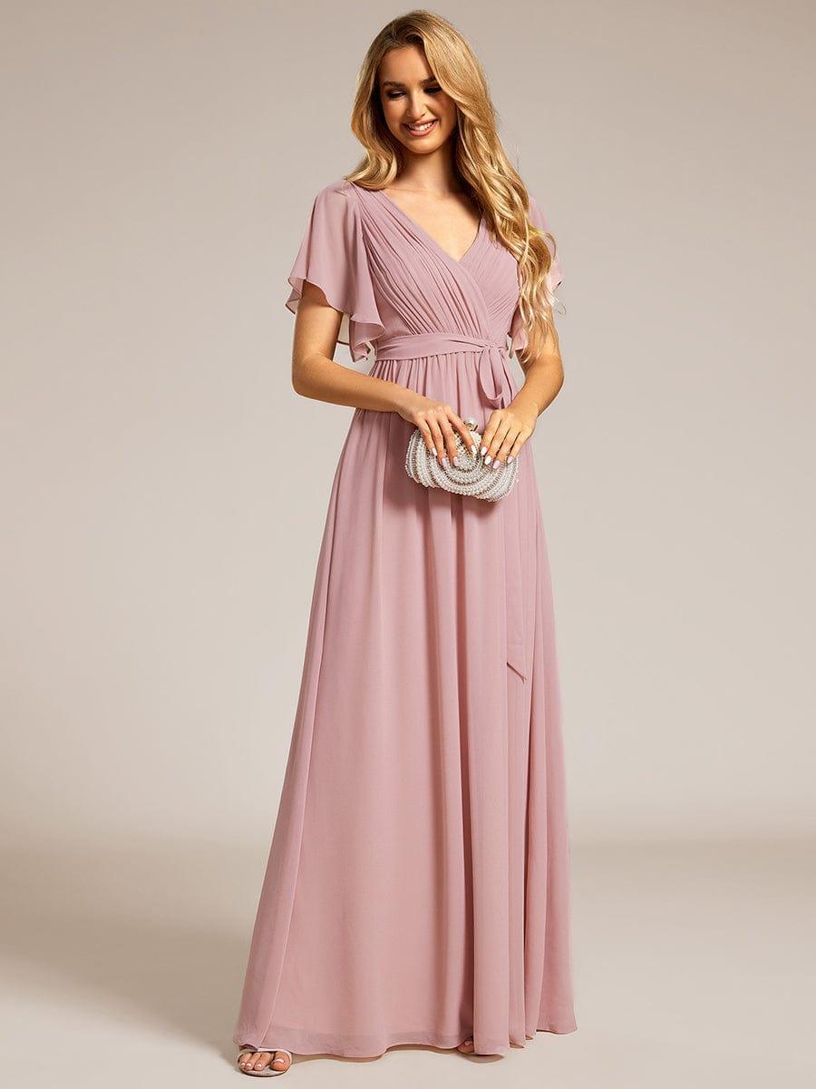 Stella | A-Line Fit V-Neck Flutter Sleeve Bridesmaid Dress