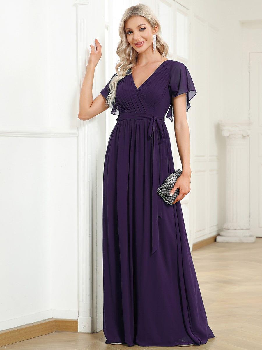 Stella | A-Line Fit V-Neck Flutter Sleeve Bridesmaid Dress