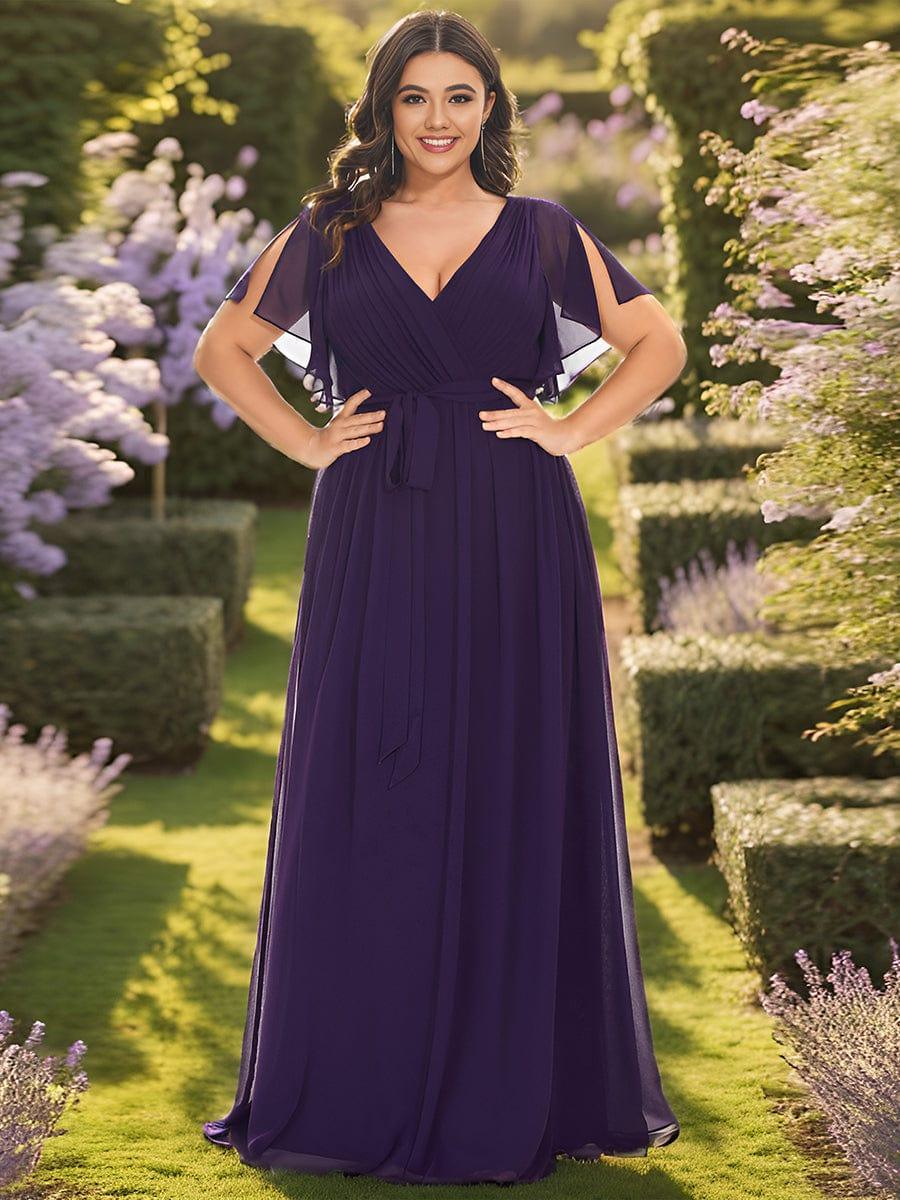Stella | A-Line Fit V-Neck Flutter Sleeve Bridesmaid Dress