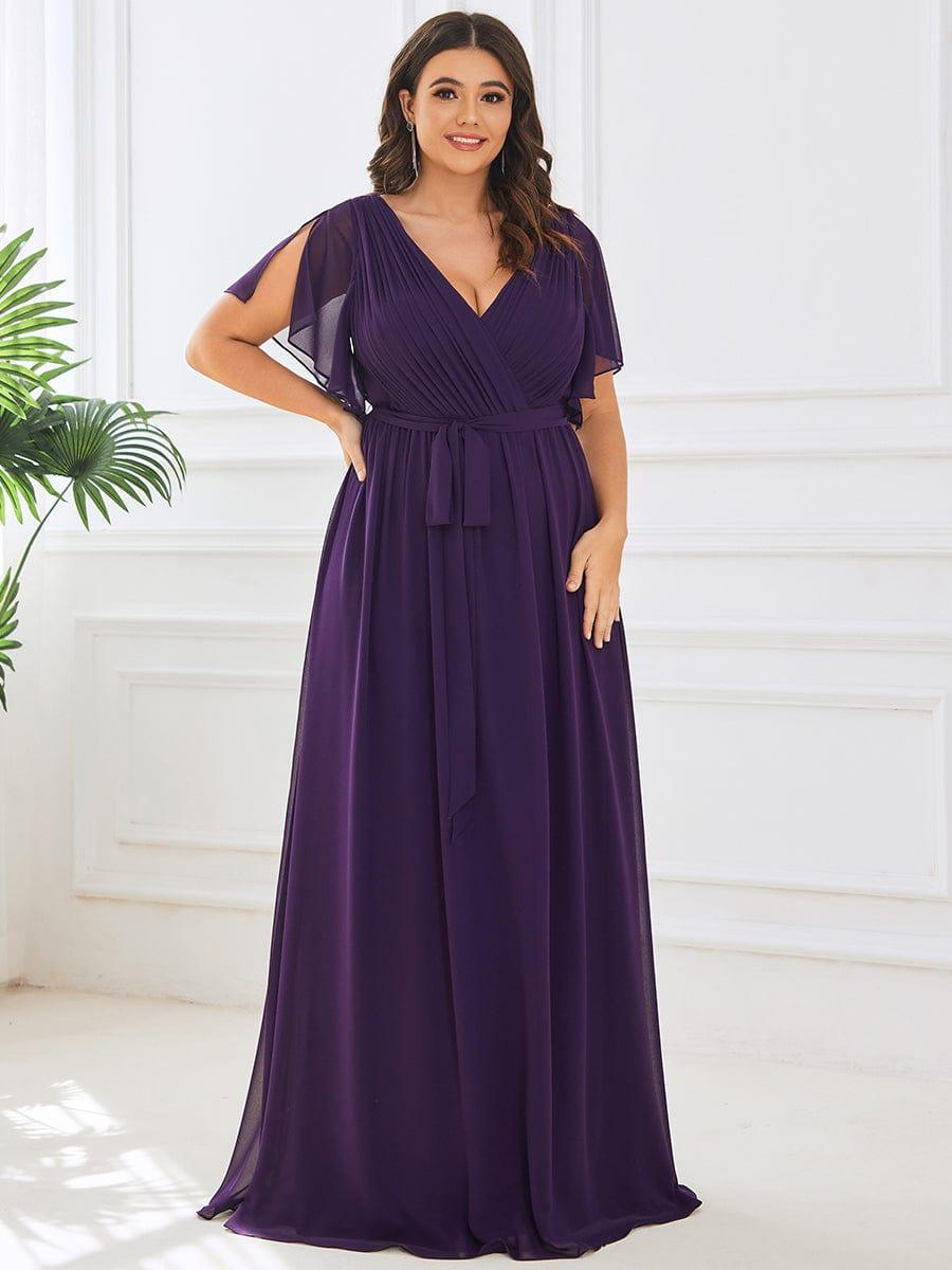 Stella | A-Line Fit V-Neck Flutter Sleeve Bridesmaid Dress