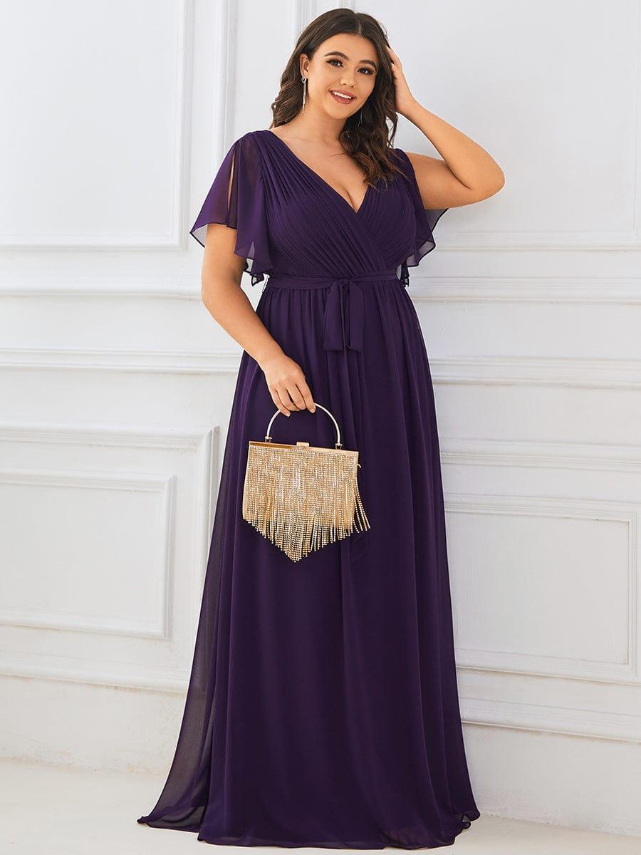 Stella | A-Line Fit V-Neck Flutter Sleeve Bridesmaid Dress