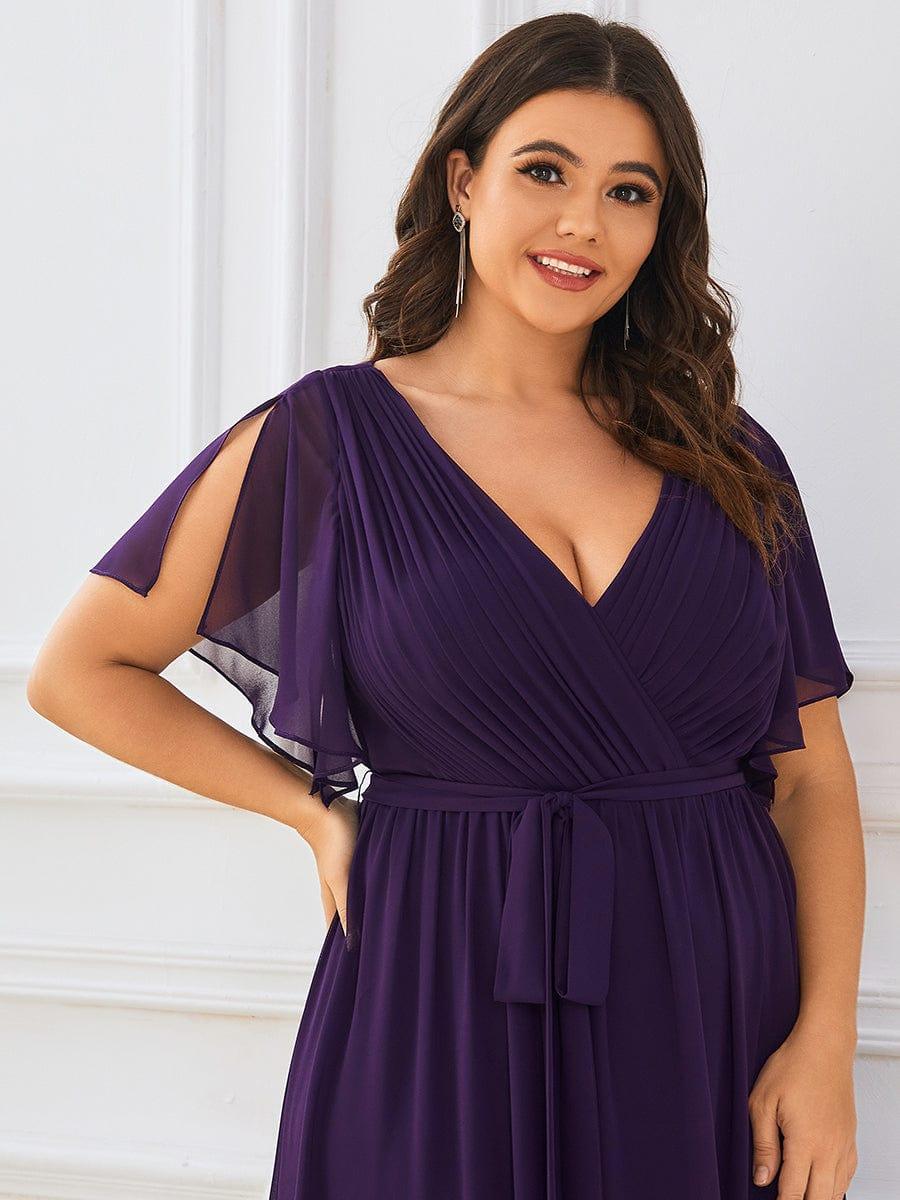 Stella | A-Line Fit V-Neck Flutter Sleeve Bridesmaid Dress