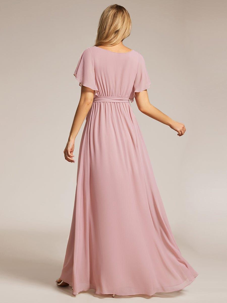 Stella | A-Line Fit V-Neck Flutter Sleeve Bridesmaid Dress