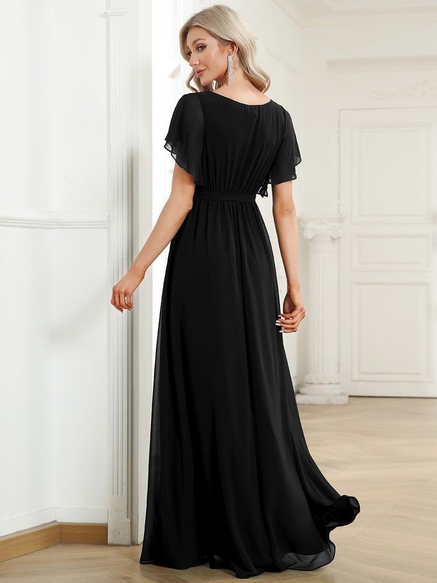 Stella | A-Line Fit V-Neck Flutter Sleeve Bridesmaid Dress