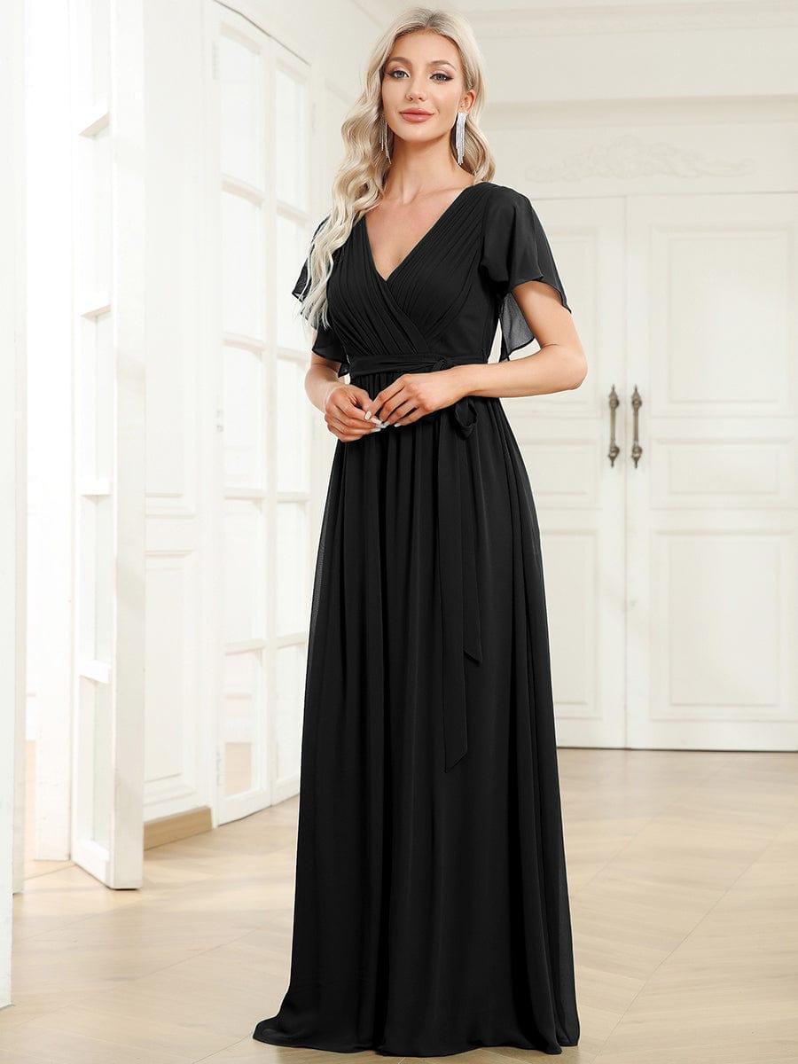 Stella | A-Line Fit V-Neck Flutter Sleeve Bridesmaid Dress