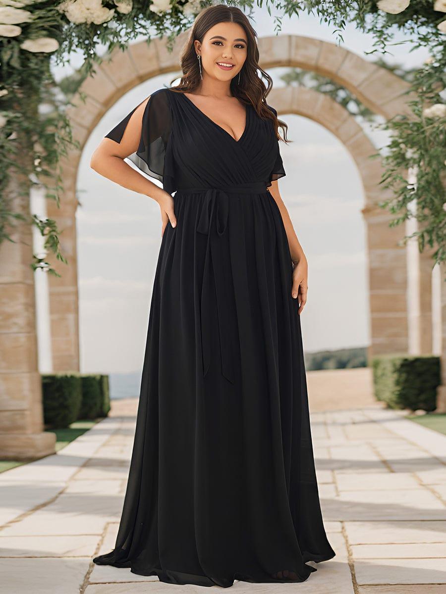 Stella | A-Line Fit V-Neck Flutter Sleeve Bridesmaid Dress