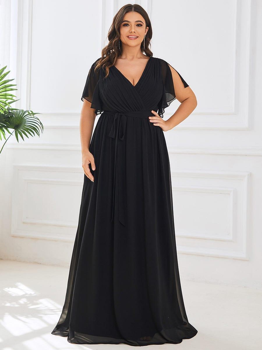 Stella | A-Line Fit V-Neck Flutter Sleeve Bridesmaid Dress