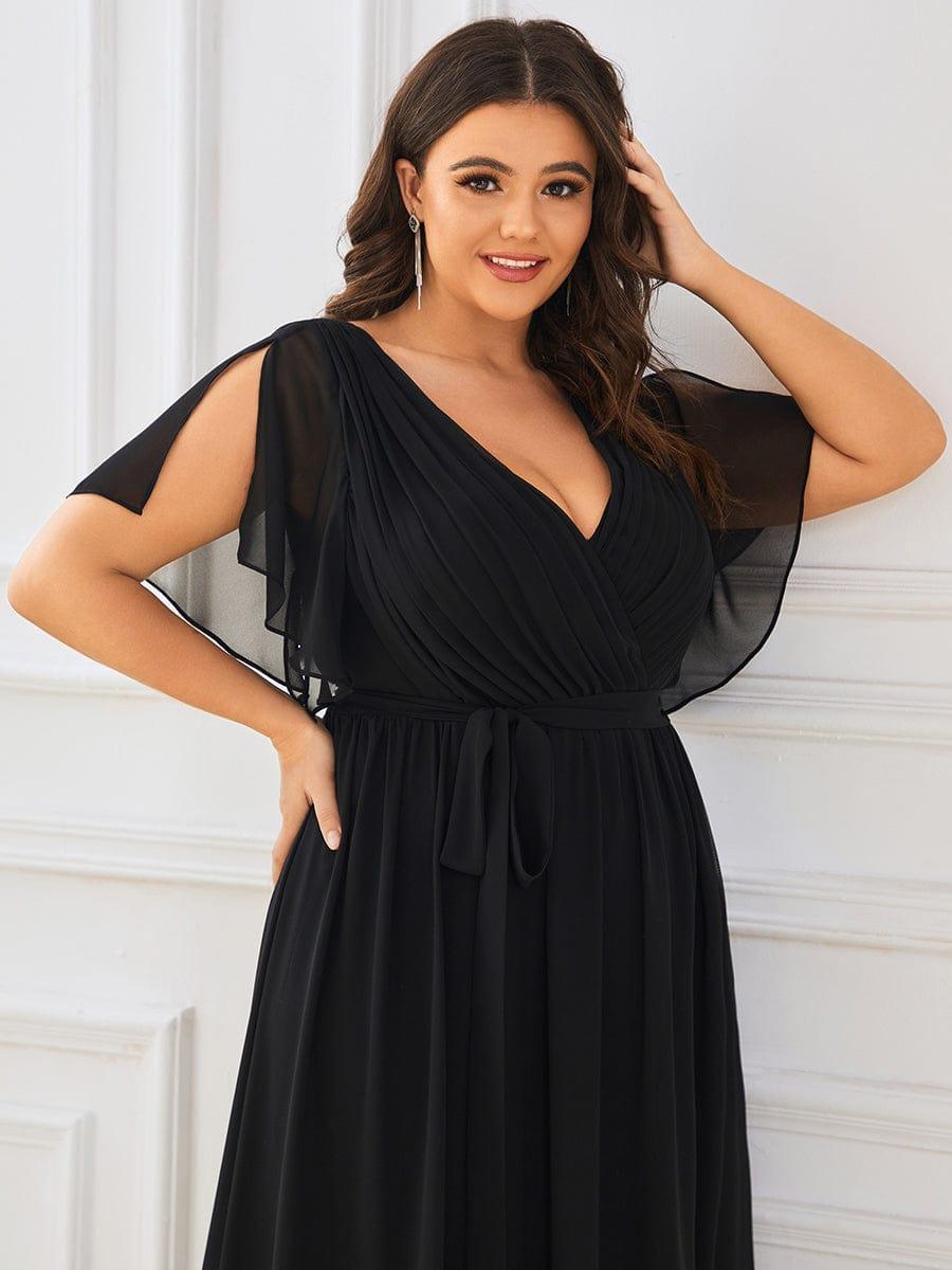 Stella | A-Line Fit V-Neck Flutter Sleeve Bridesmaid Dress