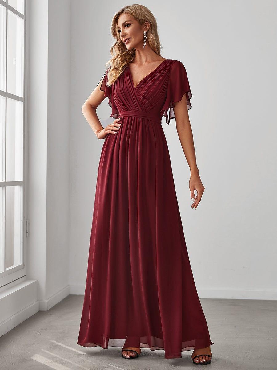 Stella | A-Line Fit V-Neck Flutter Sleeve Bridesmaid Dress