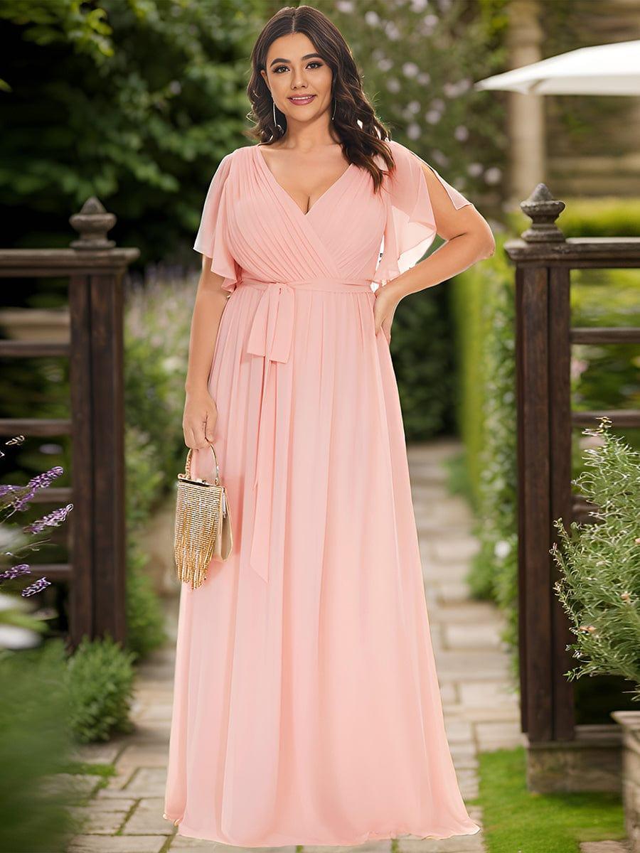Stella | A-Line Fit V-Neck Flutter Sleeve Bridesmaid Dress