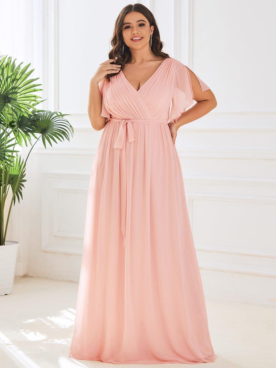 Stella | A-Line Fit V-Neck Flutter Sleeve Bridesmaid Dress