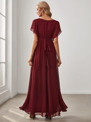 Stella | A-Line Fit V-Neck Flutter Sleeve Bridesmaid Dress