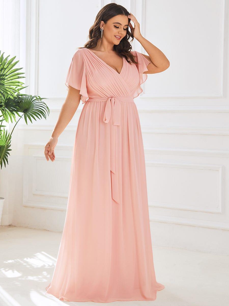 Stella | A-Line Fit V-Neck Flutter Sleeve Bridesmaid Dress