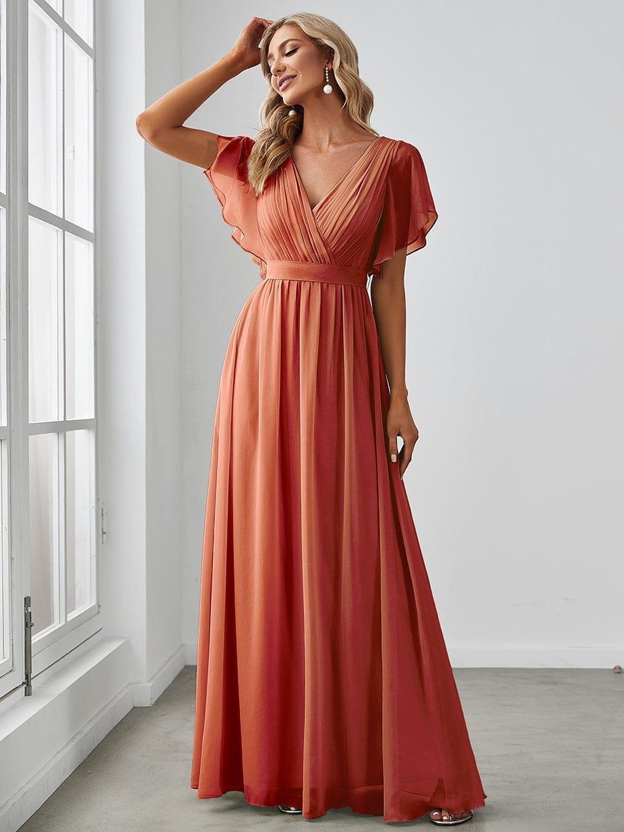Stella | A-Line Fit V-Neck Flutter Sleeve Bridesmaid Dress