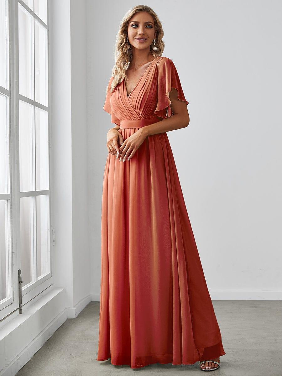 Stella | A-Line Fit V-Neck Flutter Sleeve Bridesmaid Dress
