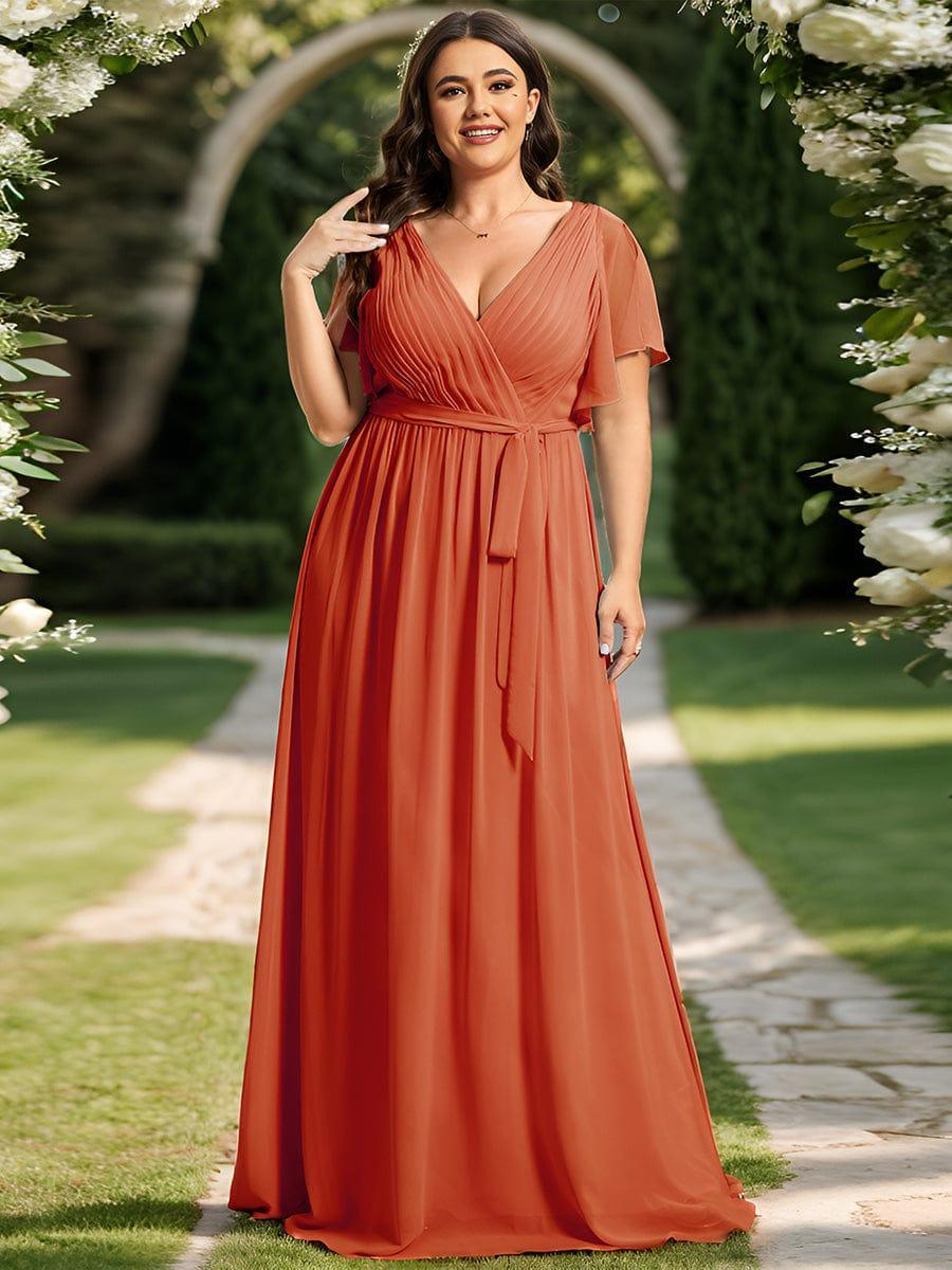 Stella | A-Line Fit V-Neck Flutter Sleeve Bridesmaid Dress