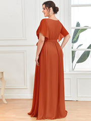 Stella | A-Line Fit V-Neck Flutter Sleeve Bridesmaid Dress