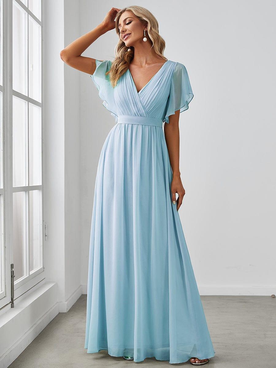 Stella | A-Line Fit V-Neck Flutter Sleeve Bridesmaid Dress
