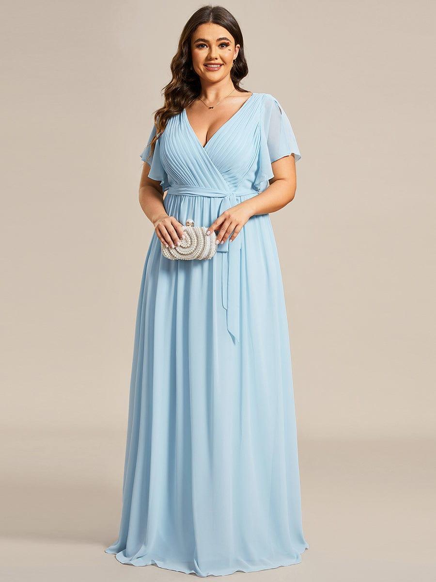 Stella | A-Line Fit V-Neck Flutter Sleeve Bridesmaid Dress