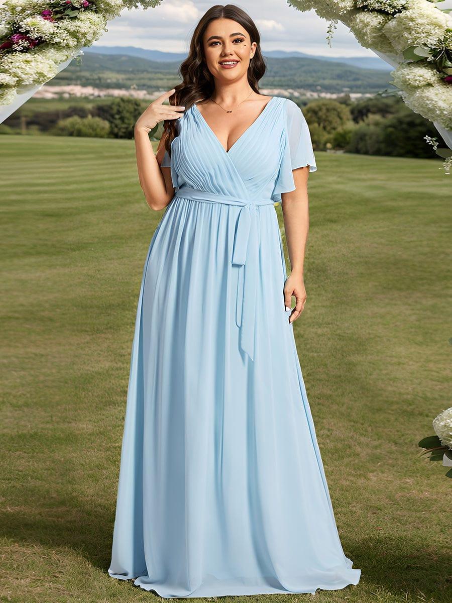 Stella | A-Line Fit V-Neck Flutter Sleeve Bridesmaid Dress