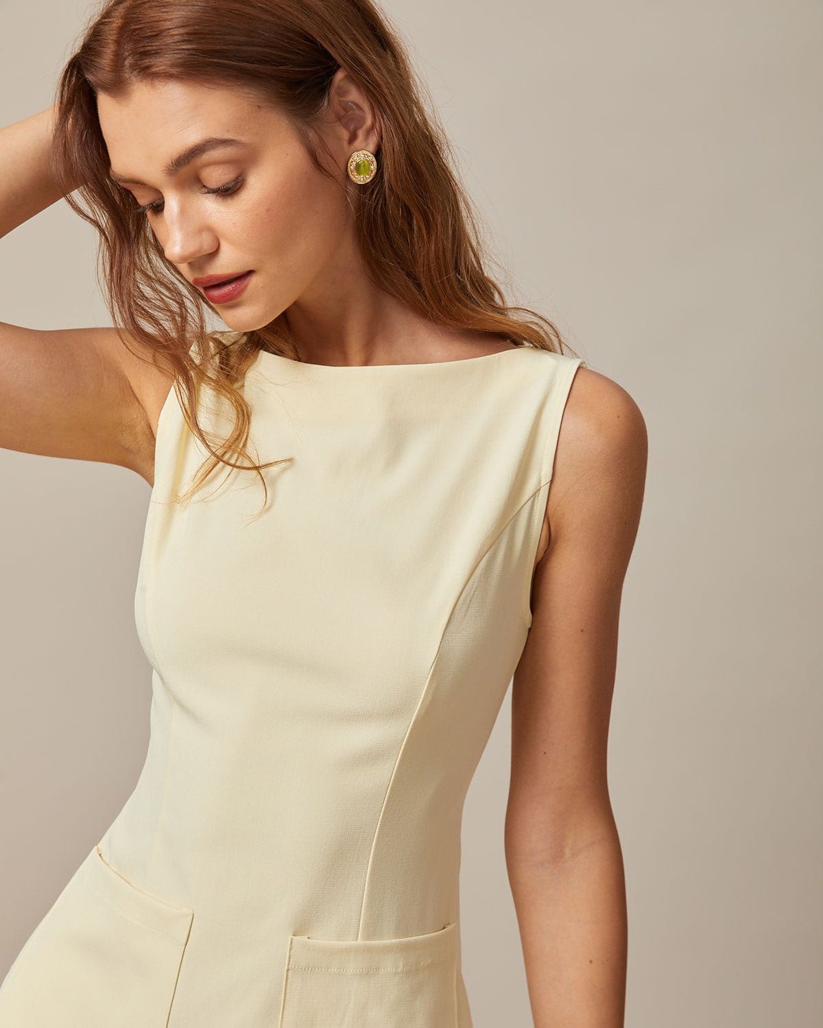 Stella | Sleeveless Boat Neck Cutout Summer Dress