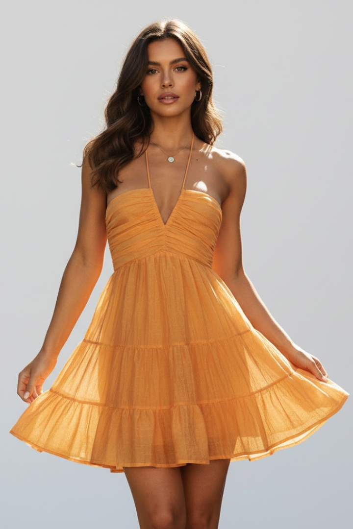Stevie | Halter Fit Tiered Mini Dress