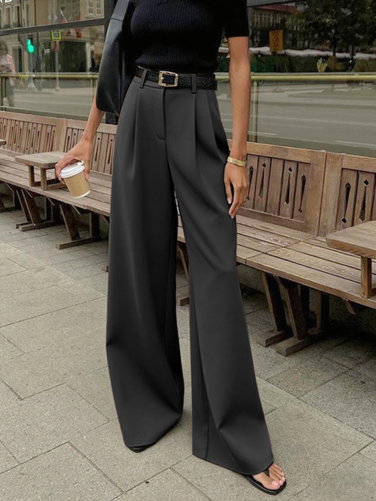 Tallulah | Solid Wide-Leg Palazzo Trousers