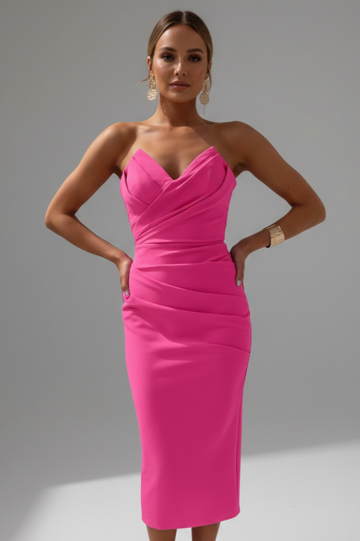 Tallulah | Strapless Ruched Midi Dress