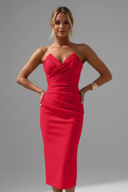 Tallulah | Strapless Ruched Midi Dress