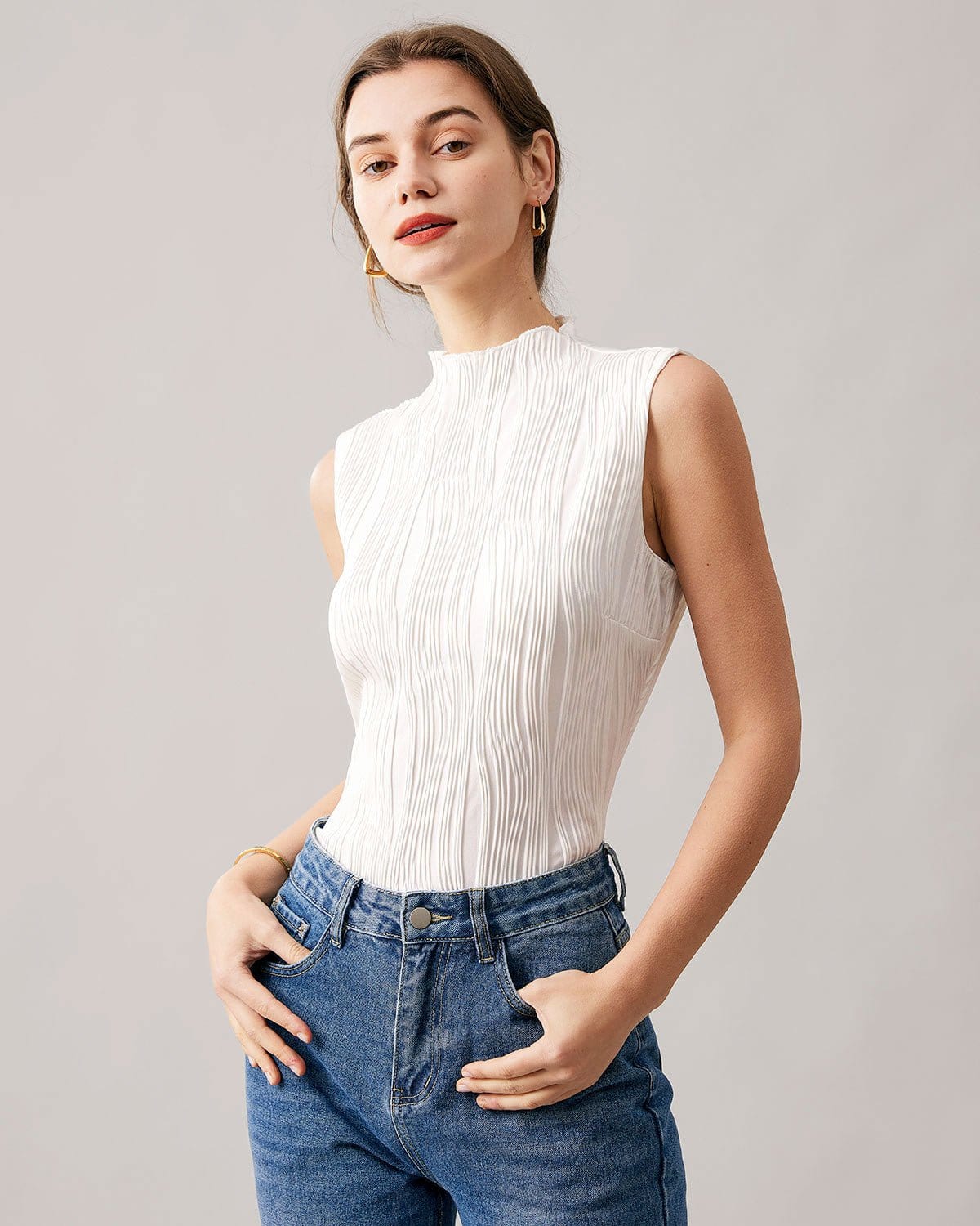 Tamara | Slim Fit Mock Neck Holiday Clothes Tank Top